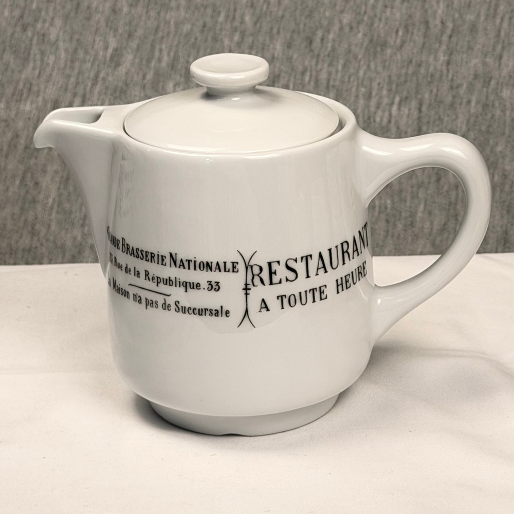 Pillivuyt France Brasserie Porcelain Teapot White French Bistro Restaurant V5